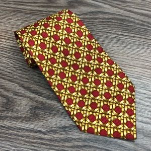 Rochas Red & Gold Basketweave Pattern Tie
